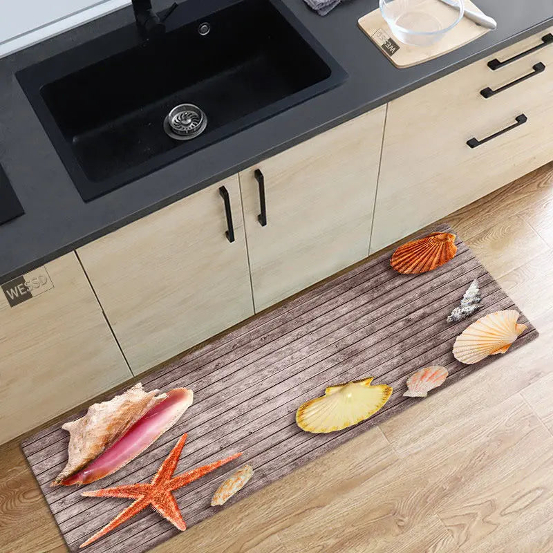 Axyaa Ocean Waves Beach Carpet - 3D Kitchen Bedroom Floor Rug