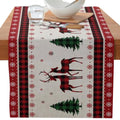 Axyaa Christmas Table Runner with Gnome Elk Tree Snowflake Print