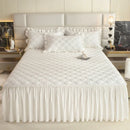 Axyaa Quilted Bed Skirt Mattress Protector Bedspread Solid Color Skin-friendly