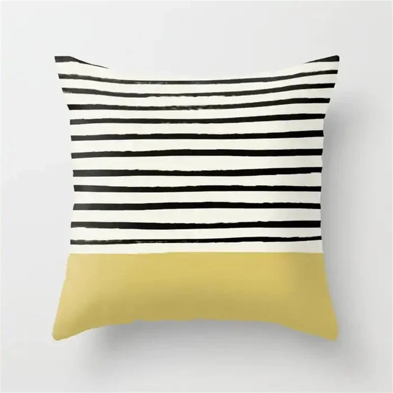 Nordic Pink Yellow Geometry Cushion Cover Abstract Art Pillowcase - Axyaa