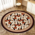 Nordic Floral Round Carpet for Sofa & Coffee Table, Non-Slip & Stain Resistant by Axyaa