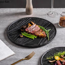 Axyaa Irregular Texture Ceramic Flat Plate for Restaurant and Molecular Cuisine