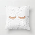 Pink Glitter Letter Flower Geometric Cushion Cover by Axyaa