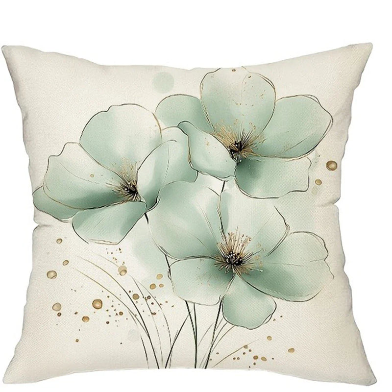 Axyaa Green Floral Print Pillowcase for Home Decor