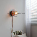 Axyaa Vintage LED Wall Lamp Pull Chain Switch Plug, Walnut Ash Wood Copper