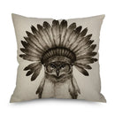 Axyaa Owl Linen Pillowcase 45x45cm Decorative Cushion Cover Sofa Throw Pillows Case