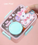 Axyaa Cartoon Lunch Box Set: 680ML, Leak-Proof, Food Grade Plastic, Microwave Safe