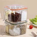 Axyaa Multi-grid Seasoning Box with Spoons, Sealed Lid, Transparent Spice Jar, Moisture-proof Container