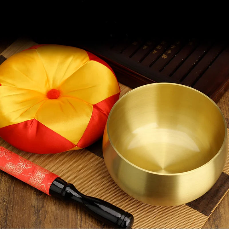 Axya Golden Copper Bowl Set for Buddhist Practice and Music Therapy