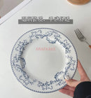 Axyaa Retro Floral Ceramic Plate | Antique Style Tableware for Pasta & Dessert
