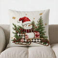 Axyaa Snowman Sleigh & Gifts Christmas Pillow Cover for Sofa, Bedroom & Car