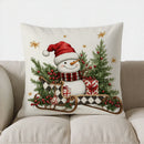 Axyaa Snowman Sleigh & Gifts Christmas Pillow Cover for Sofa, Bedroom & Car