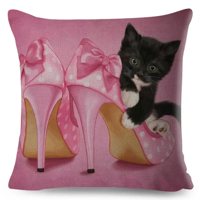 Axyaa Cartoon Pet Dog Print Pillow Covers 45x45cm for Home and Car Decor