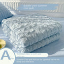 Axyaa Seersucker Quilted Summer Comforter | Machine Washable Refreshing Blanket