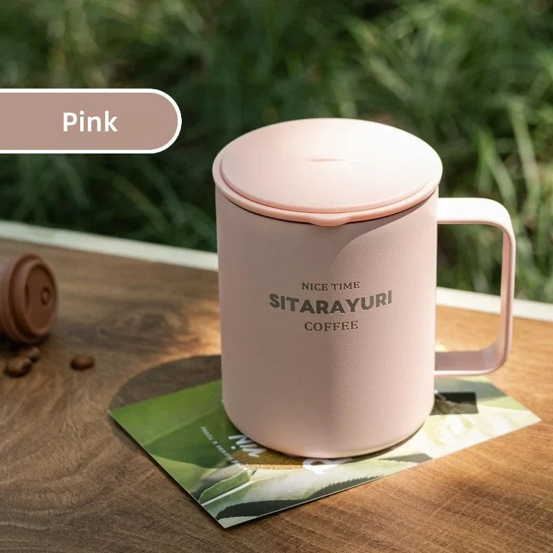Axyaa Stainless Steel Vacuum Flask Cold&Hot Cup Handle Thermal Travel Mug