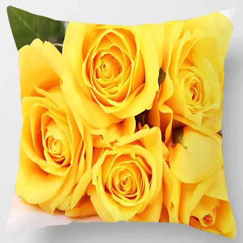 Axyaa Rose Series Yellow Pink Flowers Pillowcase Home Decor