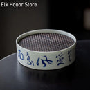 Axyaa Bamboo Ceramic Teapot Tray Set for Zen Kung Fu Tea Ceremony