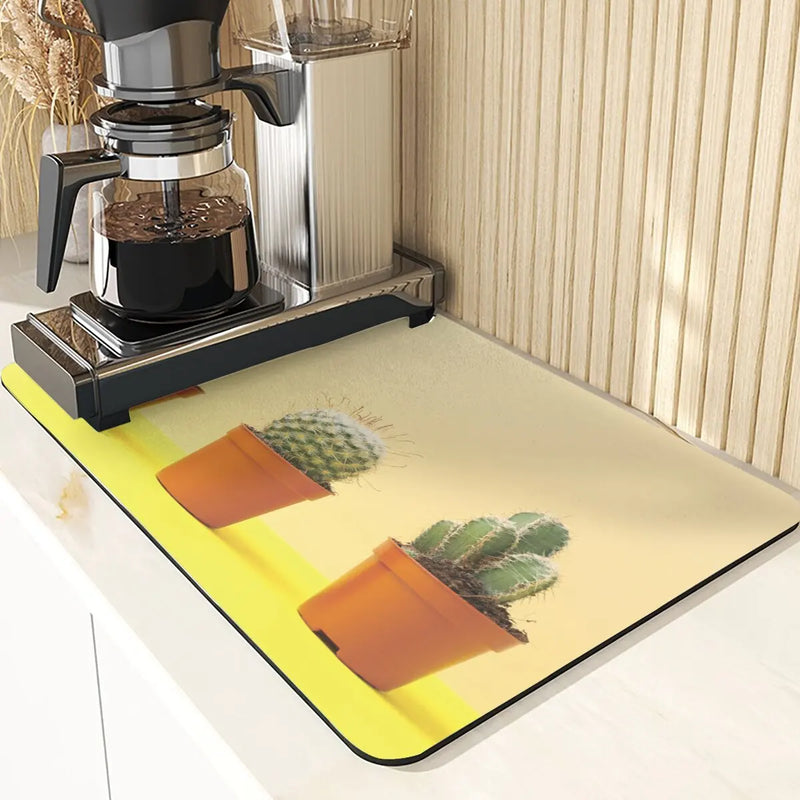 Axyaa Cactus Silicone Coasters Set for Kitchen Table - Absorbent Drying Mat
