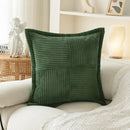 Axyaa Soft Corduroy Striped Border Throw Pillow Covers 18x18 Inch
