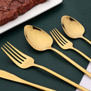 Gold Stainless Steel Cutlery Set by Axyaa - 24Pcs Western Tableware Flatware