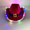 Axyaa Christmas Red Cowboy Hat with LED Lights