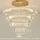 Axyaa Golden Chrome LED Crystal Round Ring Chandelier - Modern Ceiling Lamp for Home Decor