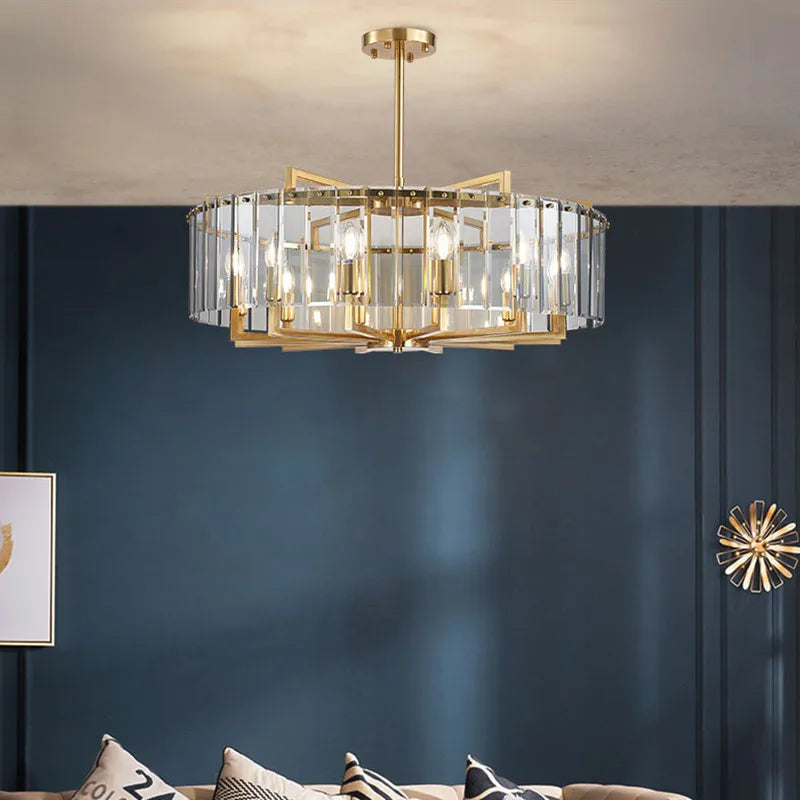 Axyaa Shimmer Glass Chandelier: Luxury LED Lighting Fixture for Stylish Home & Restaurant
