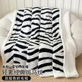 Axyaa Cationic Jacquard Zebra Pattern Velvet Lamb Blanket