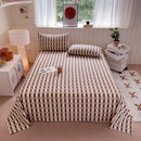 Axyaa Grid Striped Brushed Cotton Flat Sheet for Single Double Bed Top Linens