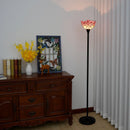 Axyaa Industrial Stained Glass Torchiere Floor Lamp