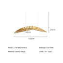 Axyaa Nordic Wood Fish Bone LED Pendant Chandelier - Modern Dining Room Hanging Lamp