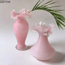 Axyaa Pink Floral Glass Vase Table Decoration Elegant Flower Arrangement Aesthetic Home Decor