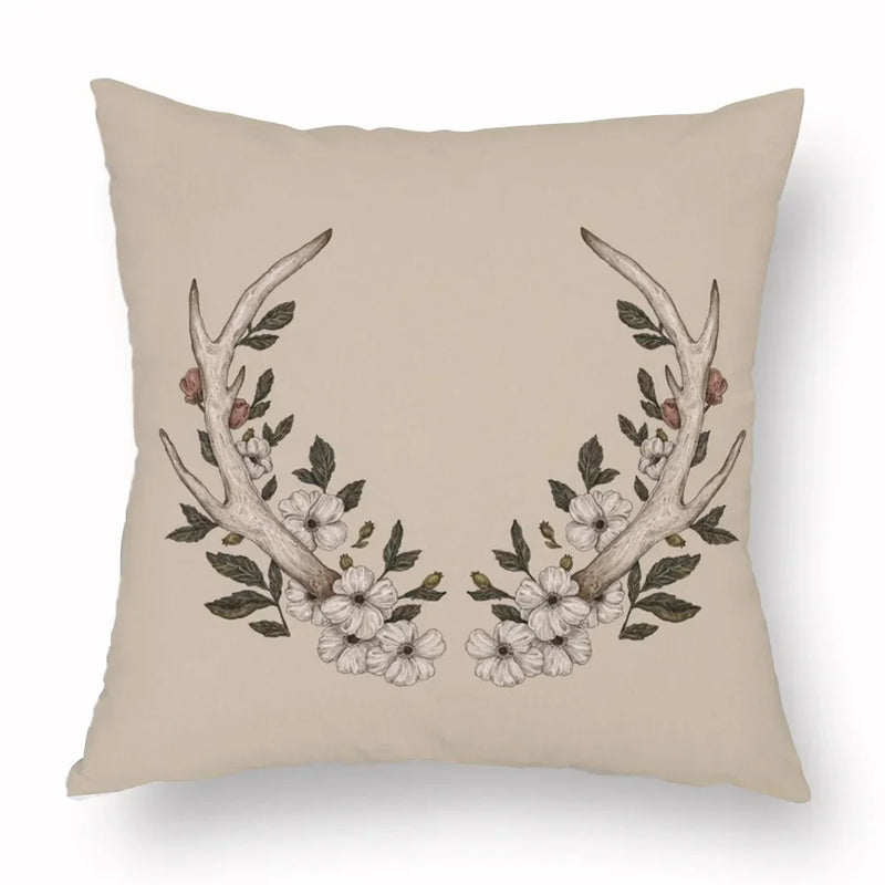 Axyaa Retro Flower Fox Pillowcase in Peach Skin Velvet.