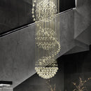 Axyaa Duple Stair LED Crystal Chandelier for Hotel Lobby - Modern Villa Droplight.