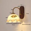 Axyaa Walnut Wood LED Wall Light Sconce Fixture with Pull Chain Switch