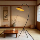 Axyaa Rattan Floor Lamp: Mid-century Style LED Lighting for Living Room, Bedroom, or Study