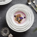 Axyaa Water Ripple Ceramic Soup Plate, Dessert Plate, Pasta Dish - Restaurant Tableware