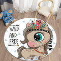 Axyaa Lion Cartoon Animal Round Carpet for Living Room Children's Bedroom