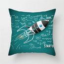 Axyaa Cartoon Astronaut Rocket Spaceship Sofa Pillowcase Space Theme Cushion Cover