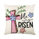 Axyaa Easter Bunny Eggs Pillowcase - 45x45cm Linen Sofa Cushion Cover