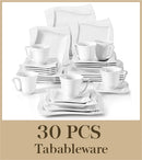 Axyaa Amparo 60-Piece White Porcelain Dinnerware Set for 12 People