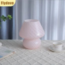 Axyaa Striped Glass Mushroom Table Lamp for Bedroom Decoration and Reading Lighting