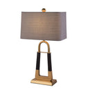 Axyaa Square Grey Fabric Lampshade Iron Table Lamp for Home Decor
