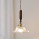 Axyaa Walnut Copper LED Pendant Lights with Knob Switch, Modern Style for Bar, Bedroom, Dining Room