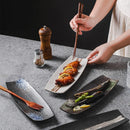 Axyaa Ceramic Sushi Plate Set - Stylish Tableware for Sashimi, Dim Sum, and Barbecue