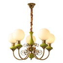 Axya Vintage Green Chandelier: Pastoral Style Lighting Fixtures for Bedroom, Homestay, Restaurant
