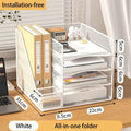 Axyaa Desk Organizer with 3 Tier Letter Trays, 2 Pen Holders, and File Holder