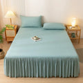 Axyaa Solid Color Bed Skirt with Elastic Band, Queen/King Size, Brushed Fabric