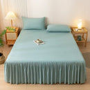 Axyaa Solid Color Bed Skirt with Elastic Band, Queen/King Size, Brushed Fabric