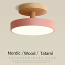 Axyaa Nordic Ceiling Lamps Wood Round for Indoor Lighting in Multiple Rooms